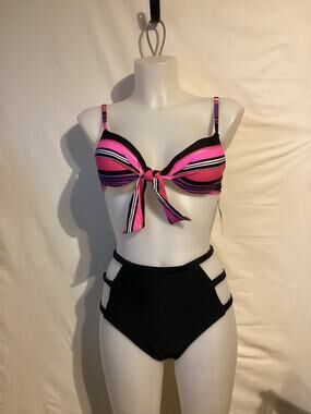1349c NWT Bikini Bay CTBL Pushup Top Size 6 w/High Waisted Bottoms Size Medium
